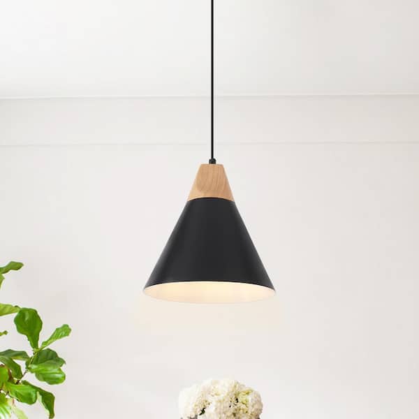LWYTJO 1-Light Black Industrial Pendant Light with Conical Shade for Kitchen Island, No Bulbs Included