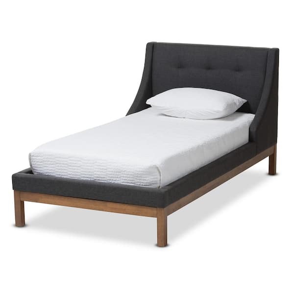 Baxton Studio Louvain Dark Gray Twin Platform Bed 146 8153 HD