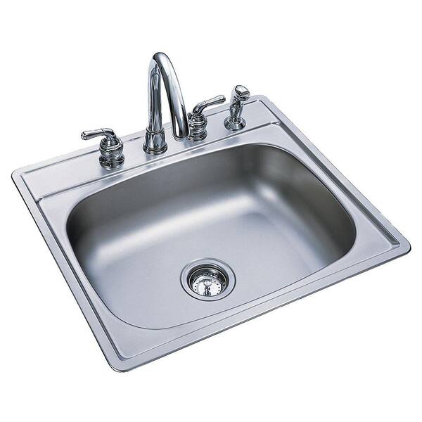 FrankeUSA Drop-In Satin Stainless Steel 25 in. 4-Hole Single Bowl Kitchen Sink