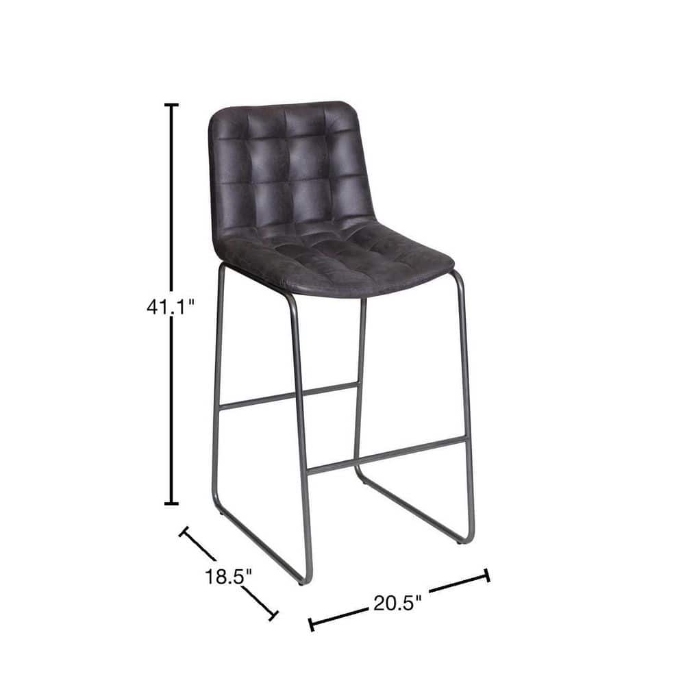 Westover Transitional Charcoal Faux Leather and Steel Bar Stool