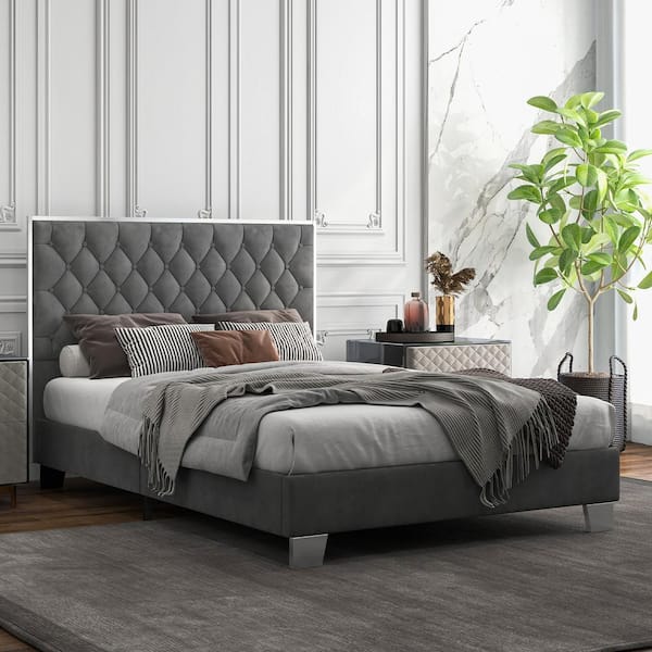 プレインピープルMODERN VIBRATTO COTTONブラウス 3 グレー Costway Gray Metal Frame Full Upholstered Platform Bed