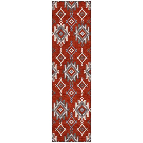Chantille Machine Washable Indoor/Outdoor Abstract ACN3042 Red 2 ft. x 7 ft. Runner Rug