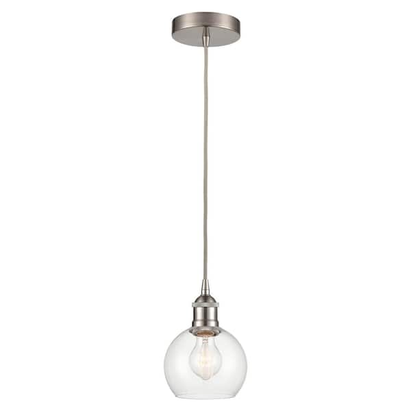 Innovations Athens 60-Watt 1-Light Brushed Satin Nickel Shaded Mini Pendant Light with Clear Glass Shade
