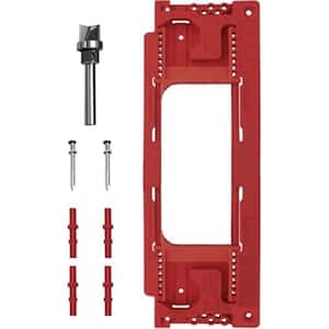 Door Jamb Hinge Jig for 8 Hinge Sizes from 2-1/2 in. to 6 in. and 5 Door Thicknesses from 1-3/8 in. to 2-1/2 in., Red