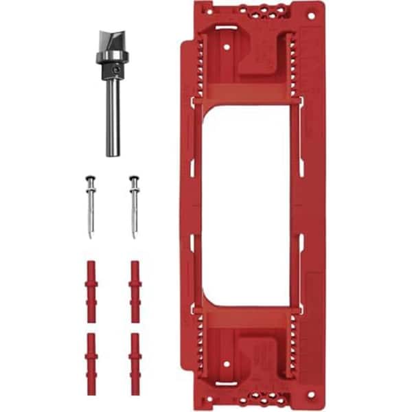 Door Jamb Hinge Jig for 8 Hinge Sizes from 2-1/2 in. to 6 in. and 5 Door Thicknesses from 1-3/8 in. to 2-1/2 in., Red