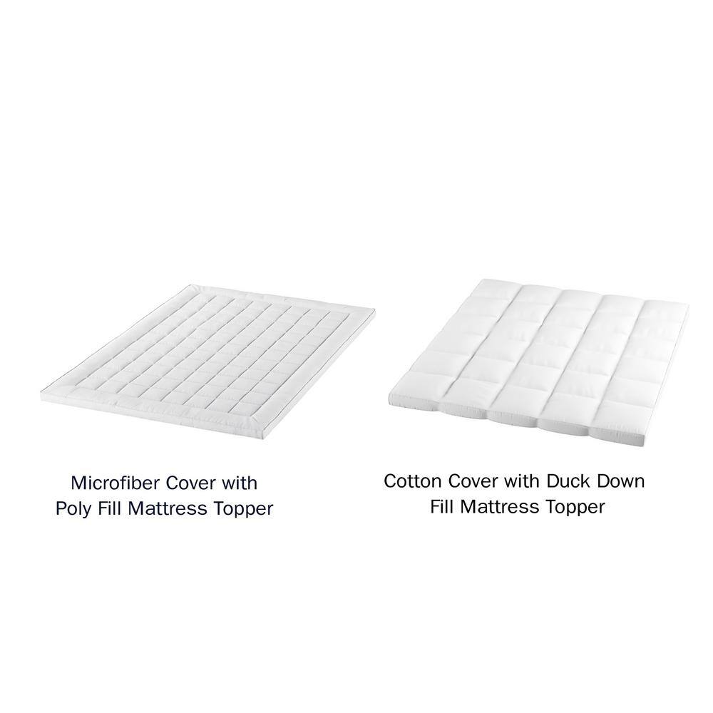 Queen White Down Featherbed Mattress Topper with Cotton Cover