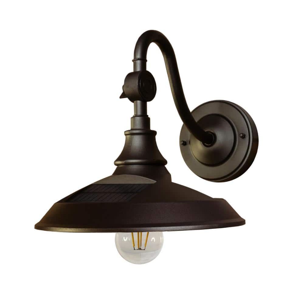 CLASSY CAPS Dark Bronze Solar/Battery Operated Outdoor Barn Light Sconce SBL738