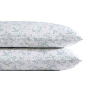 Garden Palace 2-Piece Blue Cotton Standard Pillowcase Pair