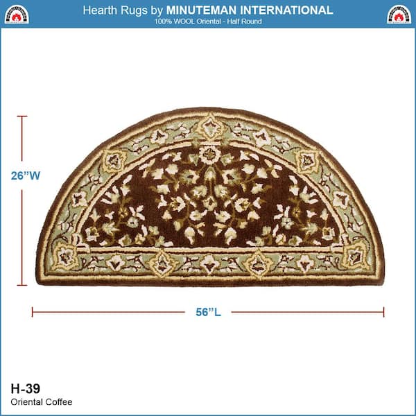 2 ft. x 5 ft. Oriental Half Round Area Rug, Coffee