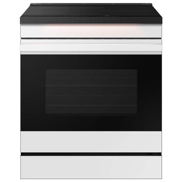 Samsung Bespoke 30 in. 6.3 cu. ft. 4 Element Smart Slide-In Induction Range with Air Sous Vide in White Glass