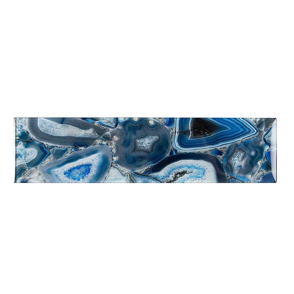 Carnelian 3 x 12 in. Glossy Blue Glass Subway Subway Wall and Floor Sample Tile price history on PriceWatchPro
