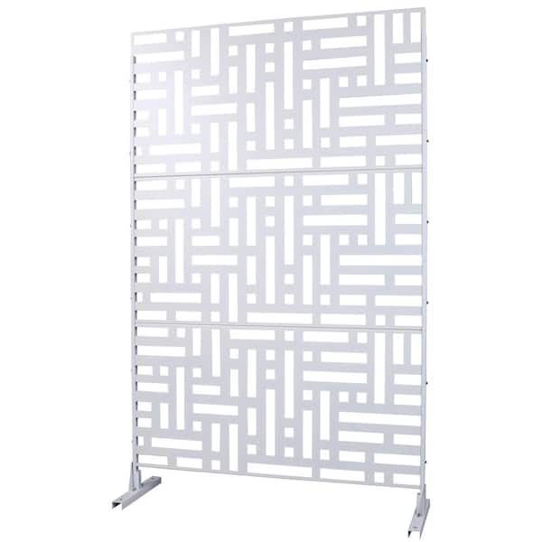 Staykiwi 76 in. H White Steel Garden Fence Freestanding Decorative Patterns Privacy Screen