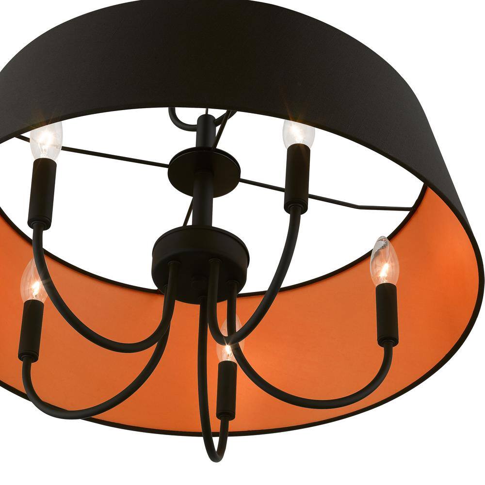 Palma Modern Retro 5-Light Black Drum Pendant Chandelier