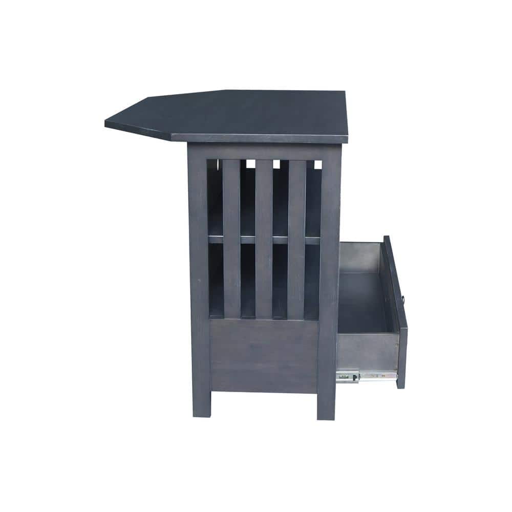 Heather Gray Solid Wood Corner TV Stand with Cabinet and Shelves