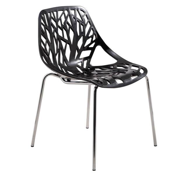 Leisuremod Asbury Modern Stackable Dining Chair with Chromed Metal Legs