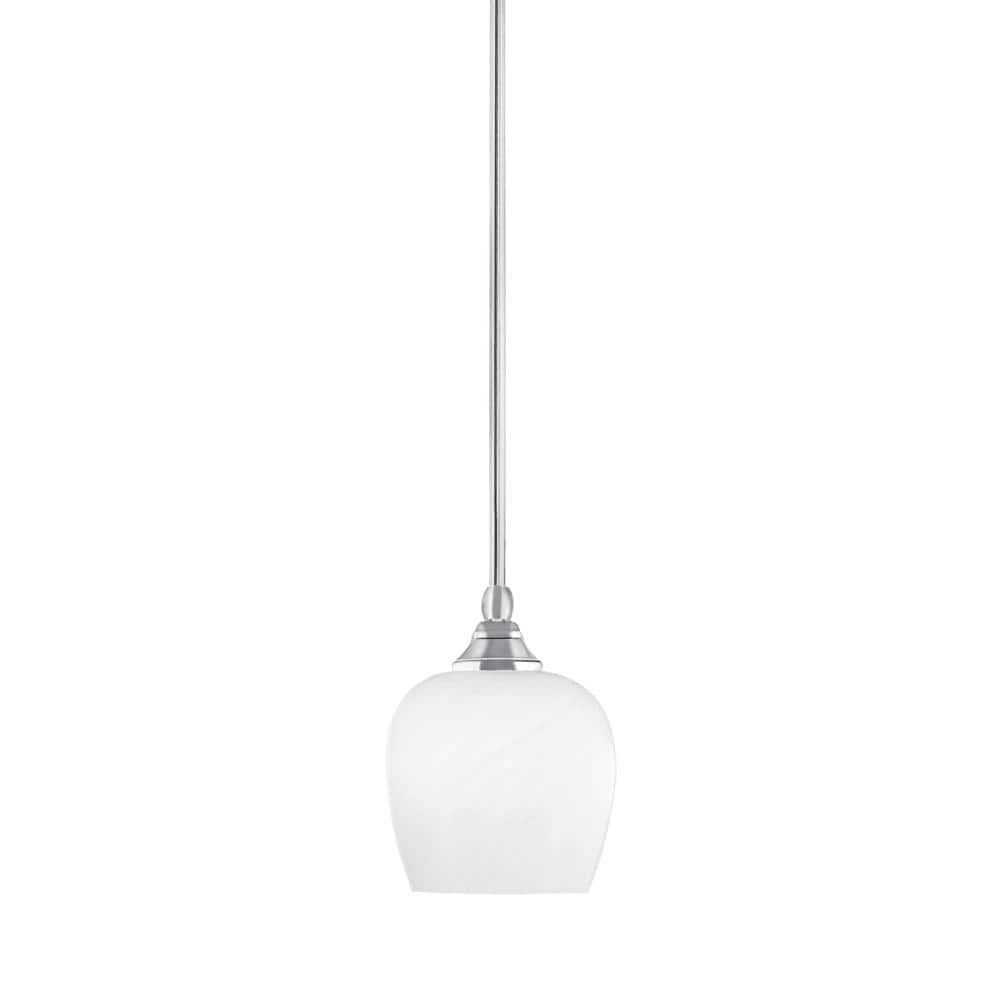 Sparta 100-Watt 1-Light Chrome Shaded Pendant Light Mini Pendant with White