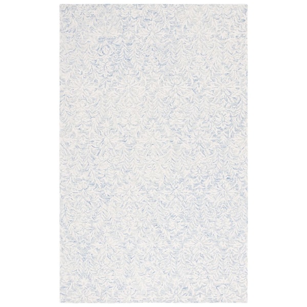 Ebony 5 ft. x 8 ft. Blue/Ivory Floral Area Rug