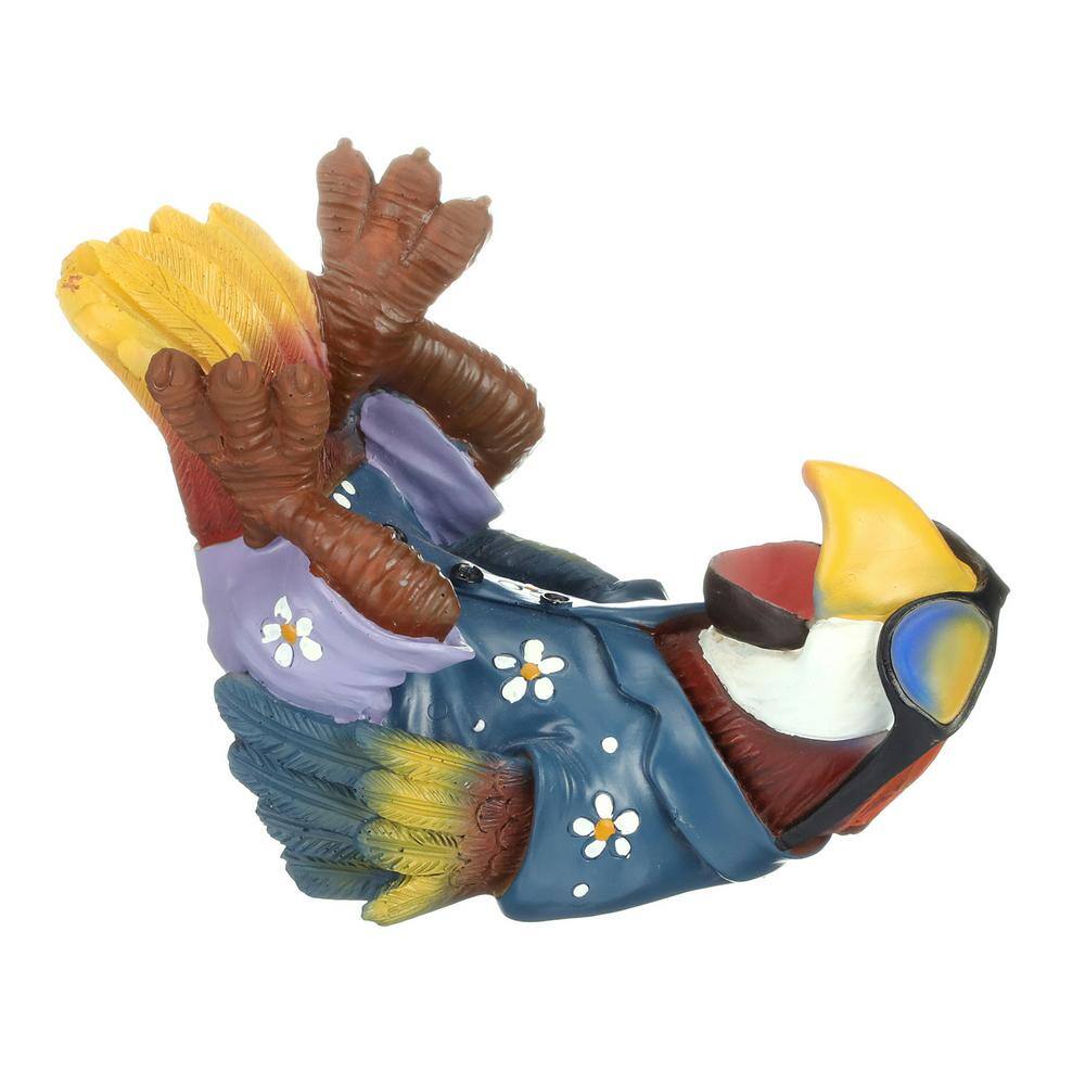 Colorful Tropical Tiki Parrot Resin Bottle Holder Statue