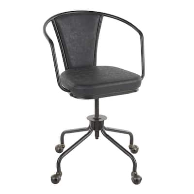 Oregon Industrial Dark Grey Faux Leather Upholstered Task Chair