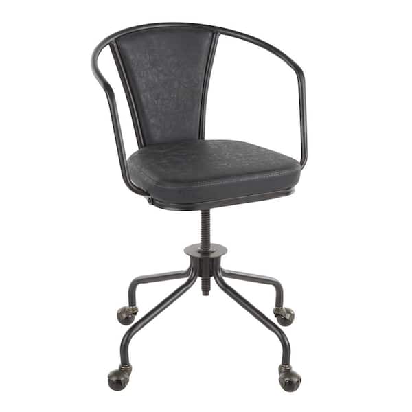 Lumisource Oregon Industrial Dark Grey Faux Leather Upholstered Task Chair