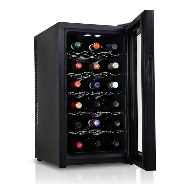 Ivation 18 Bottle Thermoelectric Freestanding Wine Cooler Fridge Cellar Refrigerator With Door Lock Black Ivfwct181lbwh The Home Depot