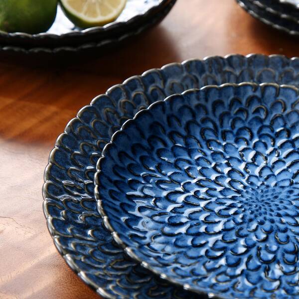 Starry Blue Ceramic Pasta Bowls Set, Set of 6, 32 Ounce Soup Bowls