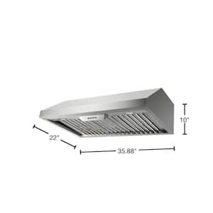 36 in. 800 CFM Under Cabinet in Stainless Steel Range Hood with Stainless Steel Baffles