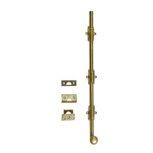 18 in. Heavy-Duty Solid Brass Antique Brass Surface Bolt with Round Knob