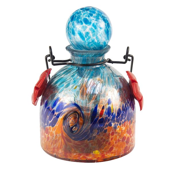 LunaLite Bell Aqua/Red Hummingbird Feeder