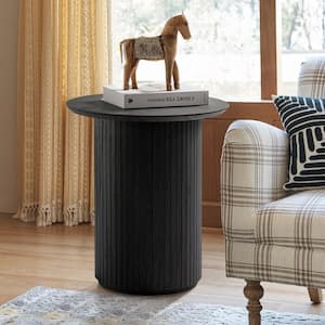 Oz Charcoal 17.75 in. W Modern Round MDF Wood End Table