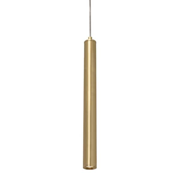 AFX Eli 9-Watt Integrated LED Satin Brass Cylinder Pendant with Steel Satin Brass