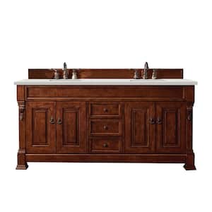 Brookfield 72.0 in. W x 23.5 in. D x 34.3 in. H Bathroom Vanity in Warm Cherry with Lime Delight Silestone Quartz Top