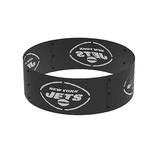 Decorative NFL 36 in. x 12 in. Round Steel Wood Fire Pit Ring - New York Jets