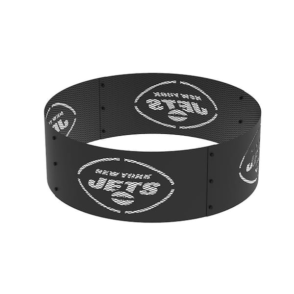 BLUE SKY OUTDOOR LIVING Decorative NFL 36 in. x 12 in. Round Steel Wood Fire Pit Ring - New York Jets