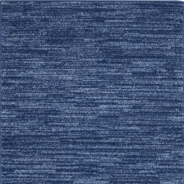 Charlie Navy Blue Solid Color 2 ft. x 4 ft. Indoor/Outdoor Runner Rug