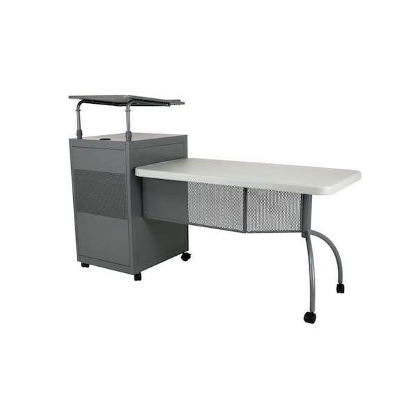Plastic Computer Desk HAMPDEN FURNISHINGS Desktern 68 in. Rectangular Gray Plastic and Steel ...
