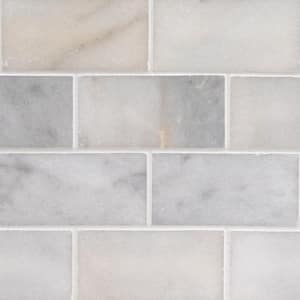 Greecian White 3 in. x 6 in. Polished Marble Floor and Wall Tile (1 sq. ft./Case)