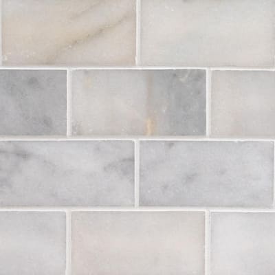 Greecian White 3 in. x 6 in. Polished Marble Floor and Wall Tile (1 sq. ft. / case)