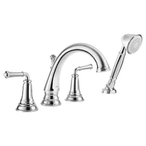 Delancey 2-Handle Deck-Mount Roman Tub Faucet with Hand Shower in Polished Chrome