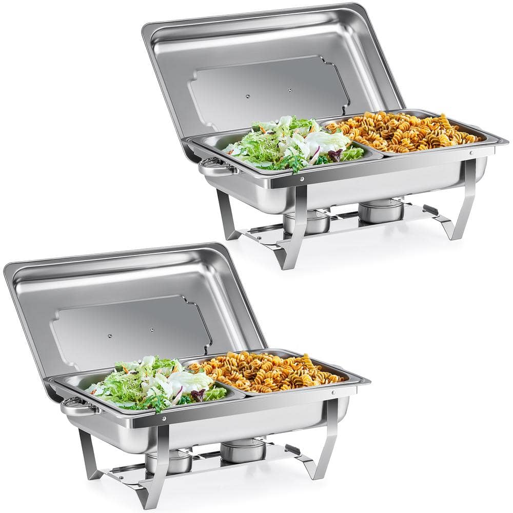 Bemkop Electric Chafing Dish,Rectangular Chafing Dish Buffet Set with Glass  Top, Soft-Close Lid, Chafer for Catering Buffet Servers and Warmers