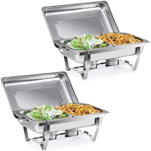 8 QT. 2-Pan Stainless Steel Rectangle Chafing Dish Buffet Catering Warmer Set 2-Piece