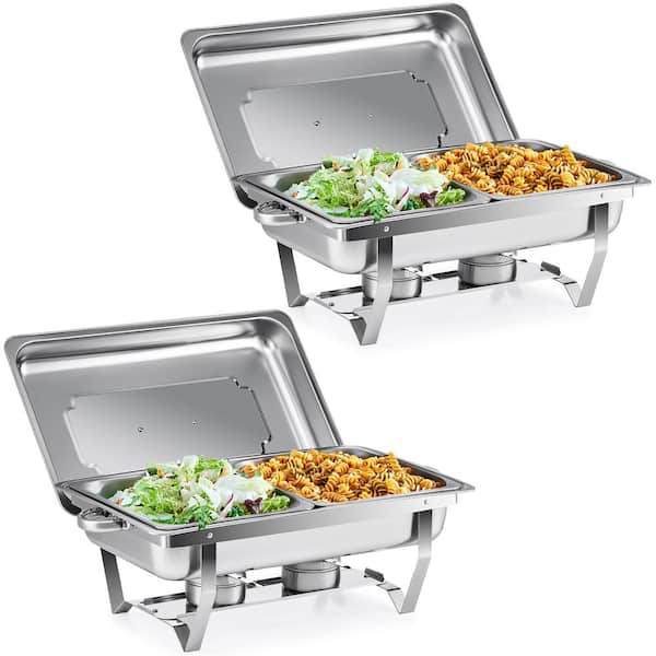 Wilprep 8 QT. 2-Pan Stainless Steel Rectangle Chafing Dish Buffet Catering Warmer Set 2-Piece