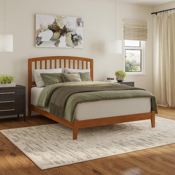 AFI Richmond Light Toffee Natural Bronze Solid Wood Frame Queen Low Profile Platform Bed
