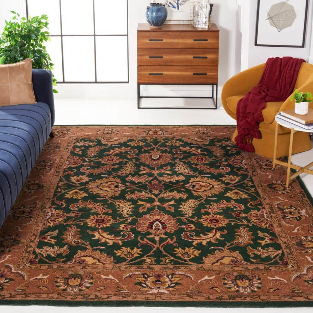 Handmade Oval Tufted Red Wool Rug 4' x 6'