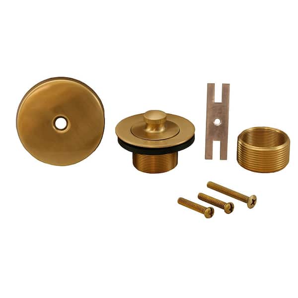 JONES STEPHENS Lift and Turn Bath Tub Drain Conversion Kit with 1-Hole Overflow Plate in Brushed Bronze