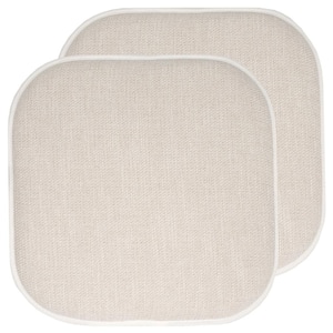 Alexis Linen/Beige 16 in. x 16 in. Non Slip Memory Foam Seat Chair Cushion Pads (2-Pack)