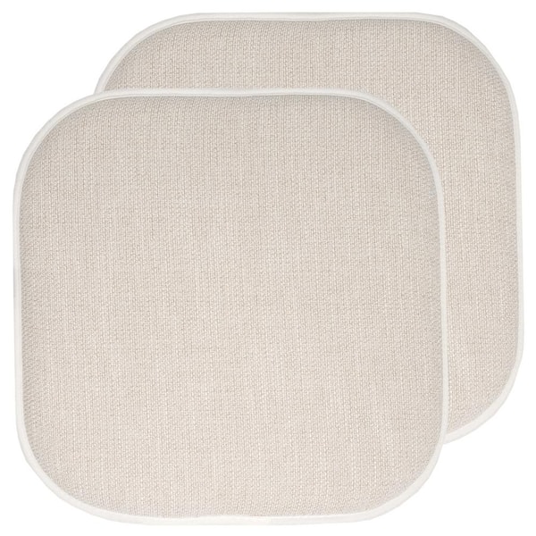 Sweet Home Collection Alexis Linen/Beige 16 in. x 16 in. Non Slip Memory Foam Seat Chair Cushion Pads (2-Pack)