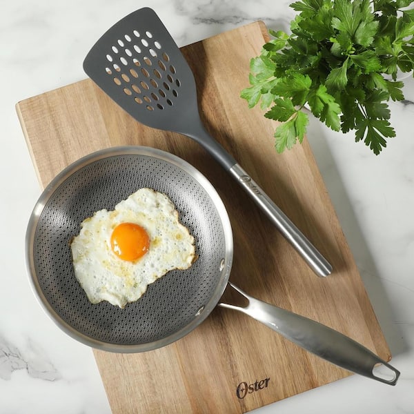13 in. Nylon Slotted Turner with Stainless Steel Handle in Silver