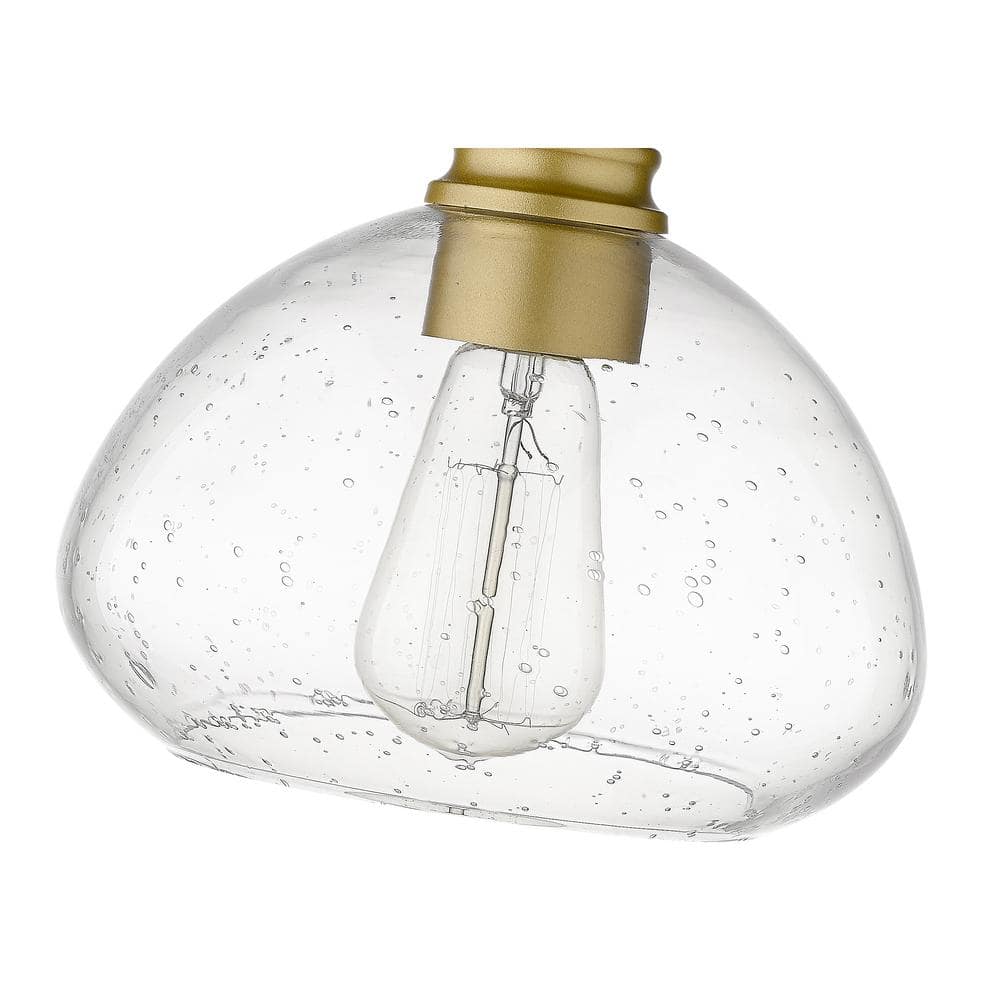 Satin Gold 8'' Mini Pendant Light with Seeded Glass Bowl