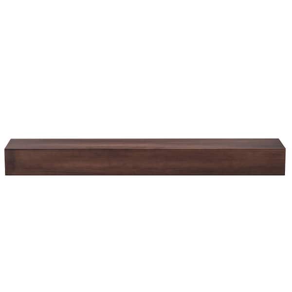 WEGATE 6 in. D x 8 in. W x 72 in. L Brown Pine Wood Corner Mounted Mantel Floating Shelf